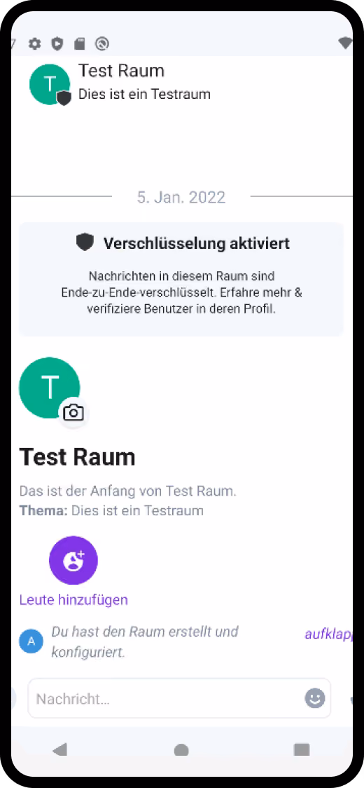 Secure corporate messenger: mobile app screen