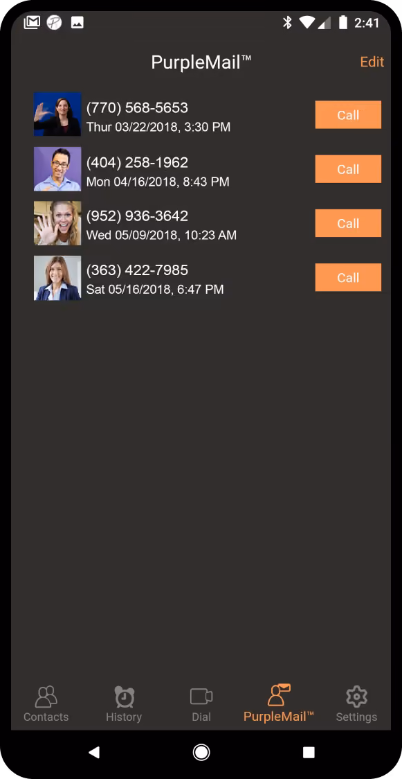 Video relay service: mobile app screen