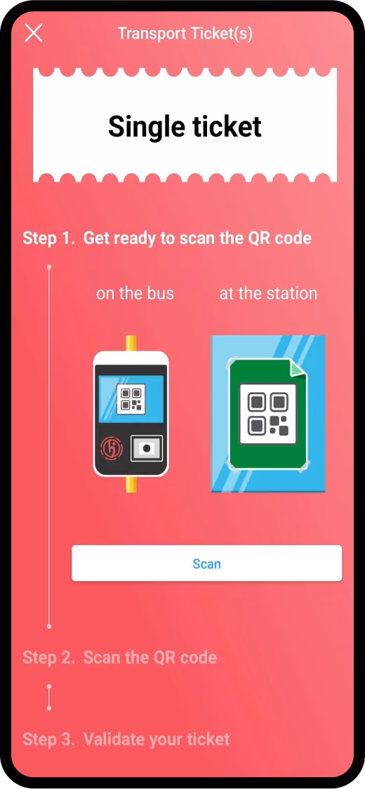 Smart city ticketing: mobile app screen