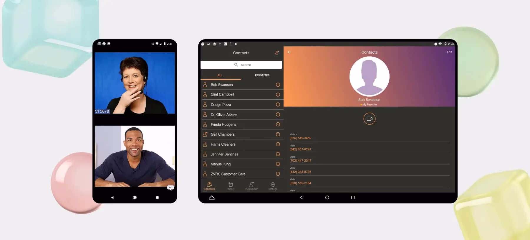 Video relay service: interface screens